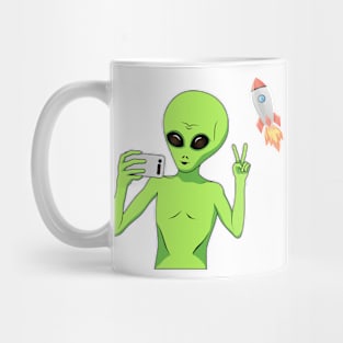 Alien make selfie with ricket Mug